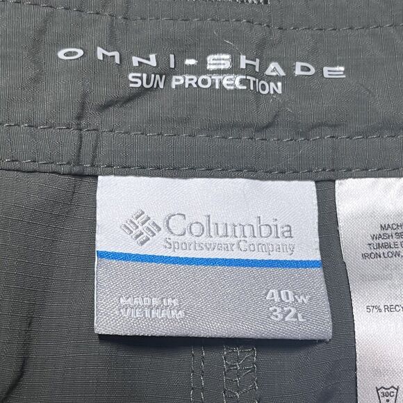 COLUMBIA Omni-Shade Convertible Pants Men 40x32 Gray Sun Blocking Hiking Outdoor - Picture 4 of 11